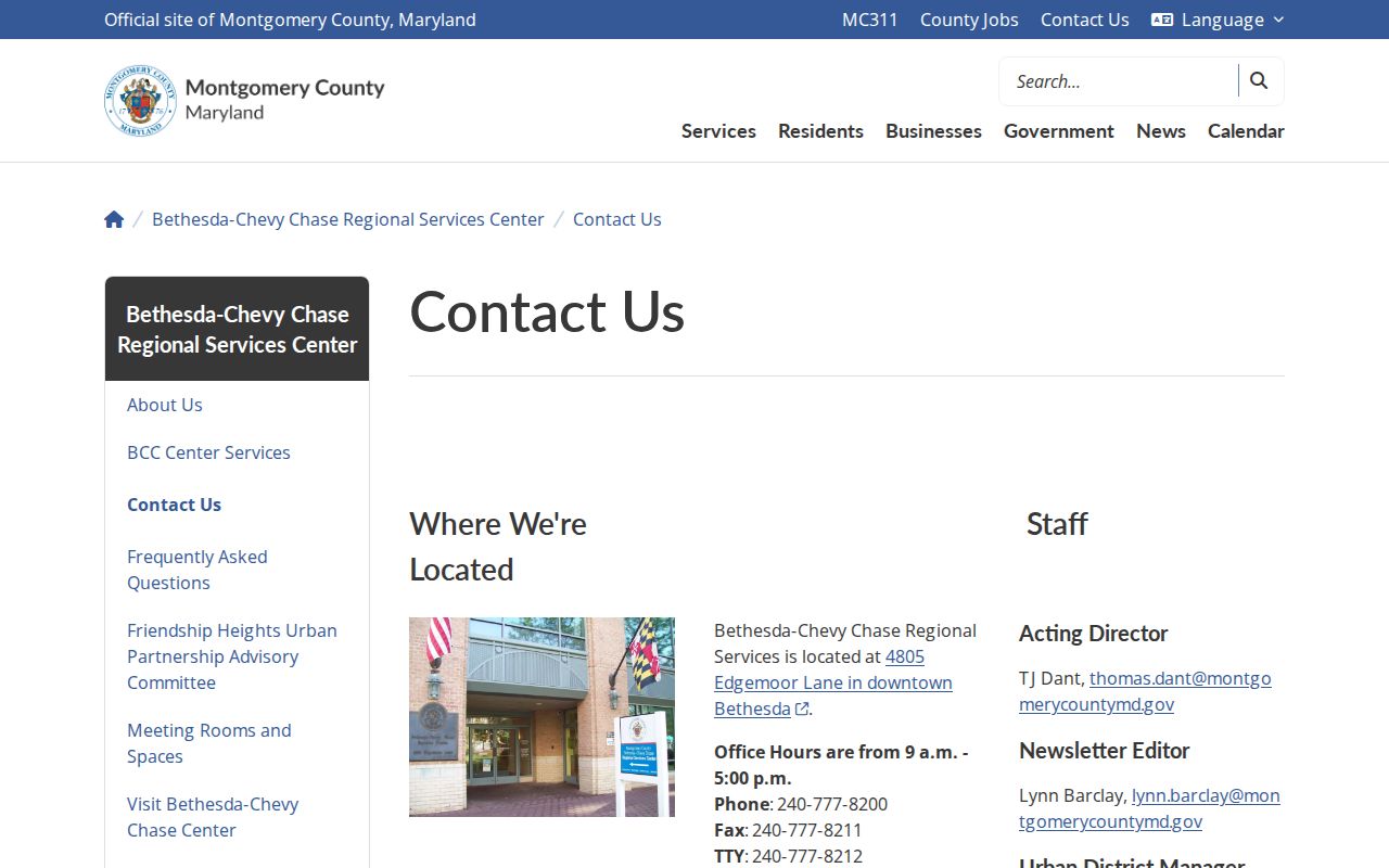 Bethesda public records regional services contact page